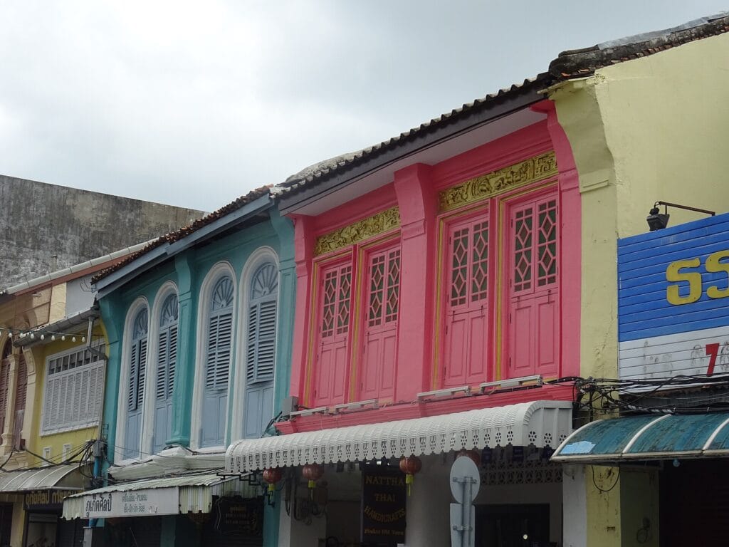 Colorful Sino-Portuguese shophouses in Phuket Old Town
