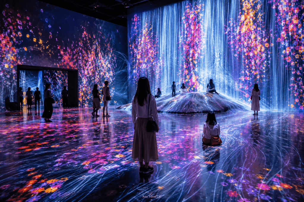 Immersive digital art museum experience in Tokyo for a rainy day plan